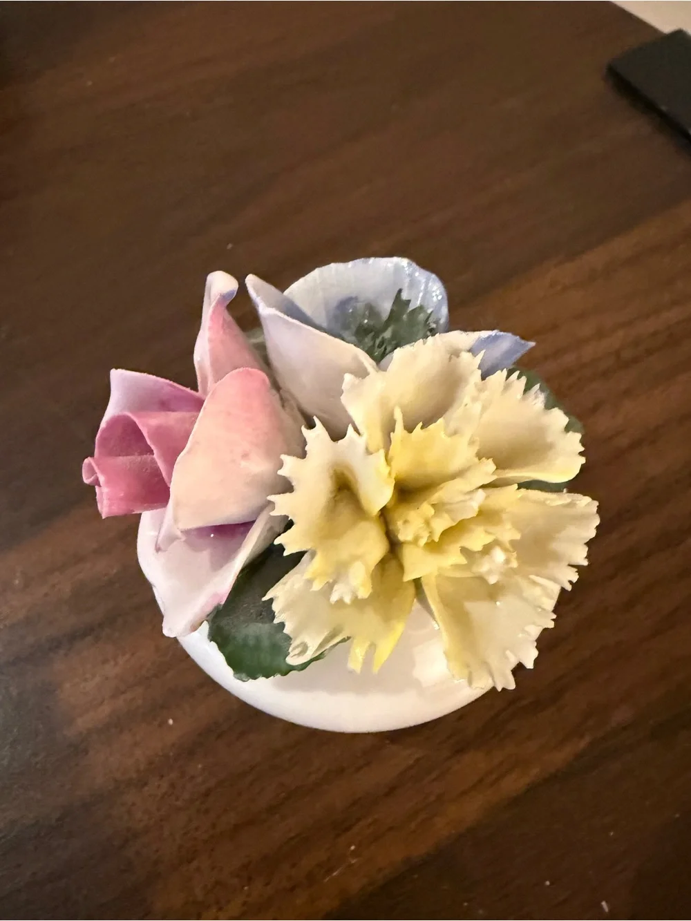 Porcelain Pastel Floral Decorative Accent - Pink, Blue, Yellow Crown Royal